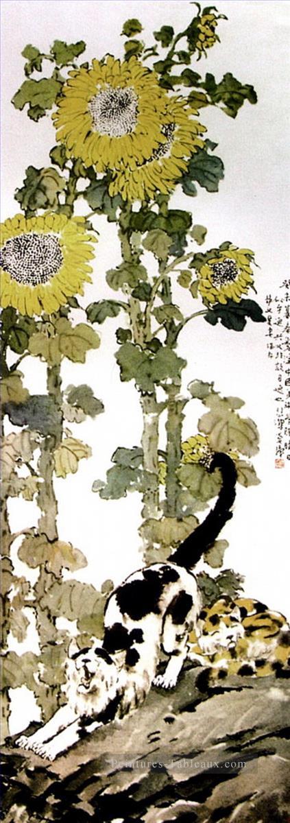 Xu Beihong Tournesols chinois traditionnel Peintures à l'huile